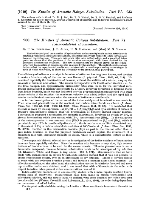 200. The kinetics of aromatic halogen substitution. Part VI. Iodine-catalysed bromination