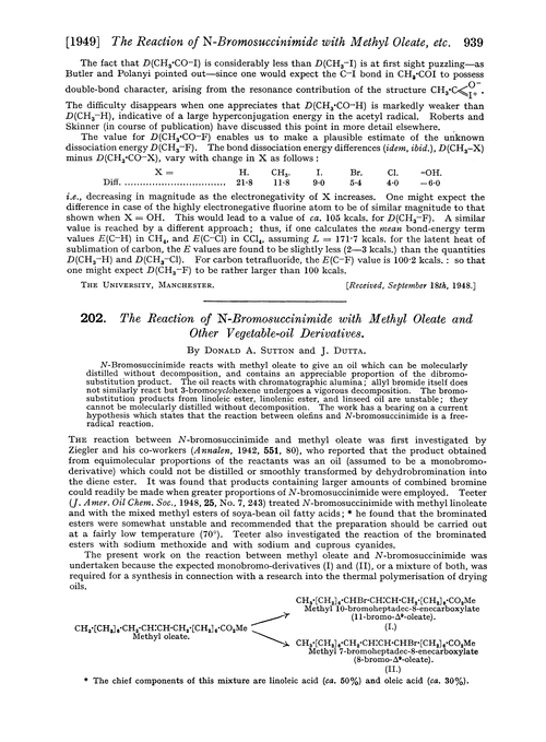 202. The reaction of N-bromosuccinimide with methyl oleate and other vegetable-oil derivatives