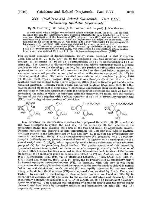 230. Colchicine and related compounds. Part VIII. Preliminary synthetic experiments