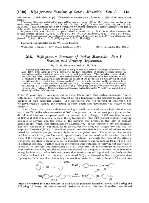 246. High-pressure reactions of carbon monoxide. Part I. Reaction with primary arylamines