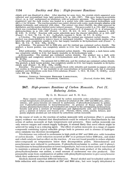 247. High-pressure reactions of carbon monoxide. Part II. Reducing action
