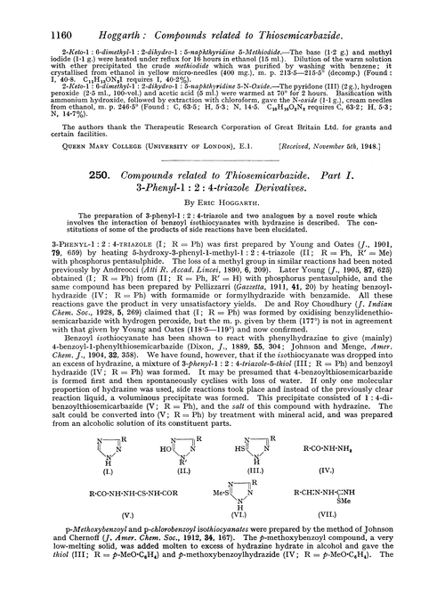 250. Compounds related to thiosemicarbazide. Part I. 3-Phenyl-1 : 2 : 4-triazole derivatives