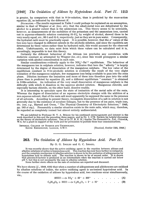 263. The oxidation of aldoses by hypoiodous acid. Part II