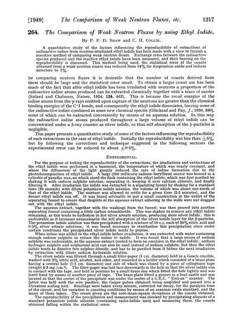 264. The comparison of weak neutron fluxes by using ethyl iodide