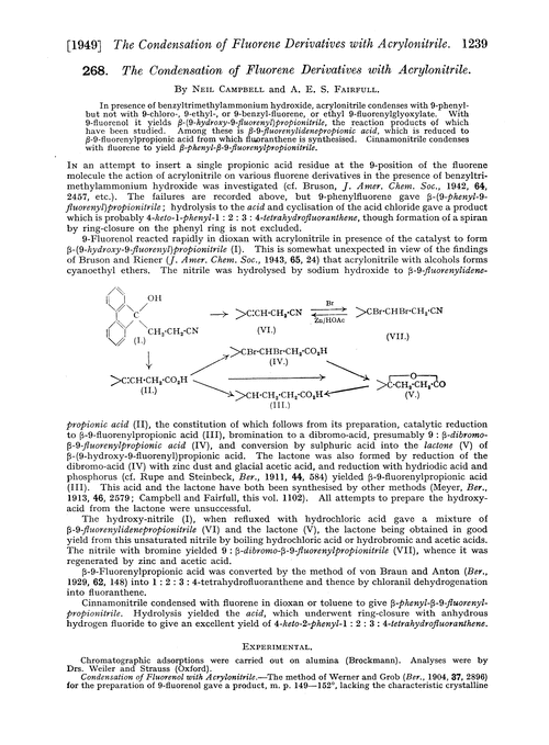 268. The condensation of fluorene derivatives with acrylonitrile