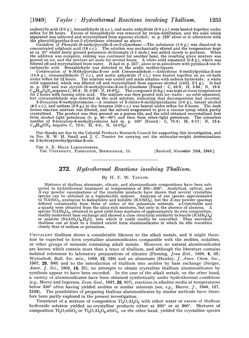 272. Hydrothermal reactions involving thallium