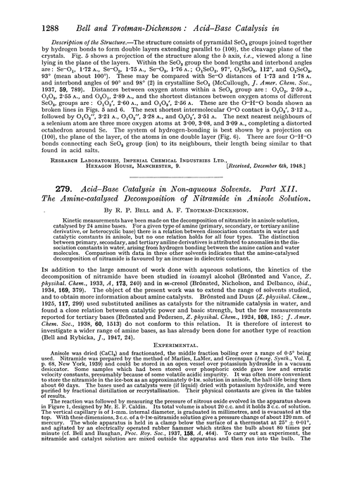 279. Acid–base catalysis in non-aqueous solvents. Part XII. The amine-catalysed decomposition of nitramide in anisole solution