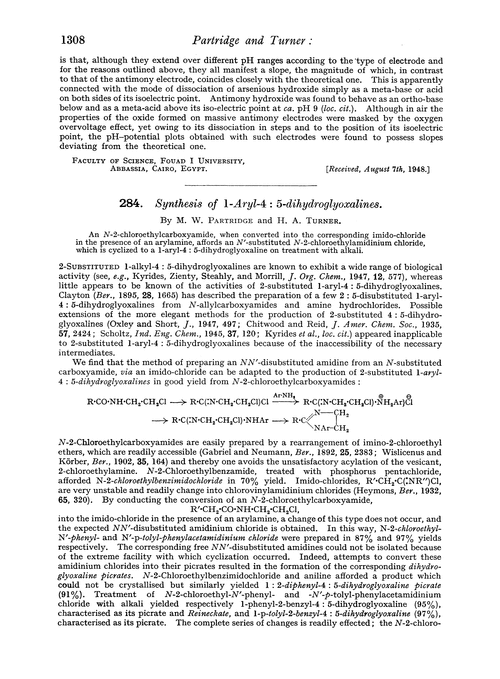 284. Synthesis of 1-aryl-4 : 5-dihydroglyoxalines