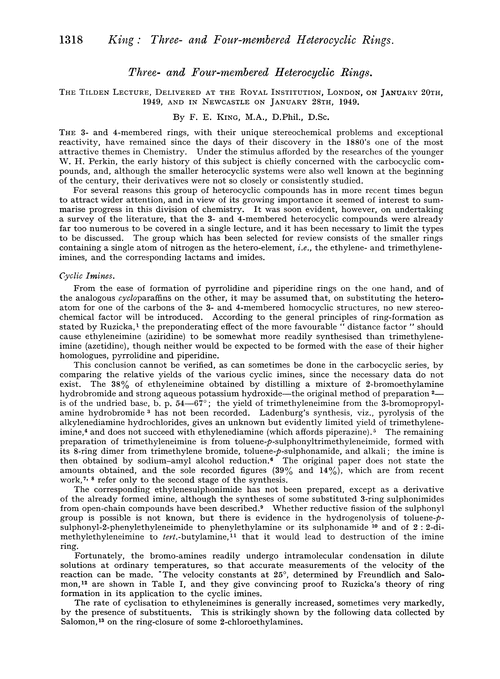 Three- and four-membered heterocyclic rings