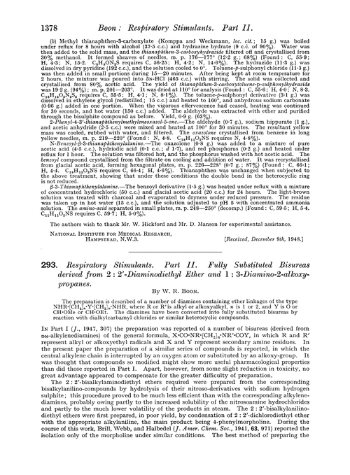 293. Respiratory stimulants. Part II. Fully substituted bisureas derived from 2 : 2′-diaminodiethyl ether and 1 : 3-diamino-2-alkoxy-propanes