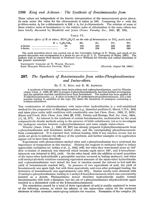 297. The synthesis of benziminazoles from ortho-phenylenediamines and imino-ethers