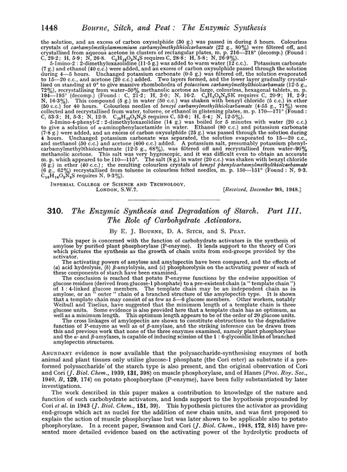 310. The enzymic synthesis and degradation of starch. Part III. The role of carbohydrate activators