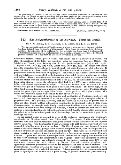 313. The polysaccharides of the florideœ. Floridean starch