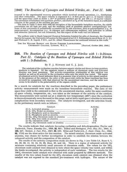 316. The reaction of cyanogen and related nitriles with 1 : 3-dienes. Part II. Catalysis of the reaction of cyanogen and related nitriles with 1 : 3-butadiene