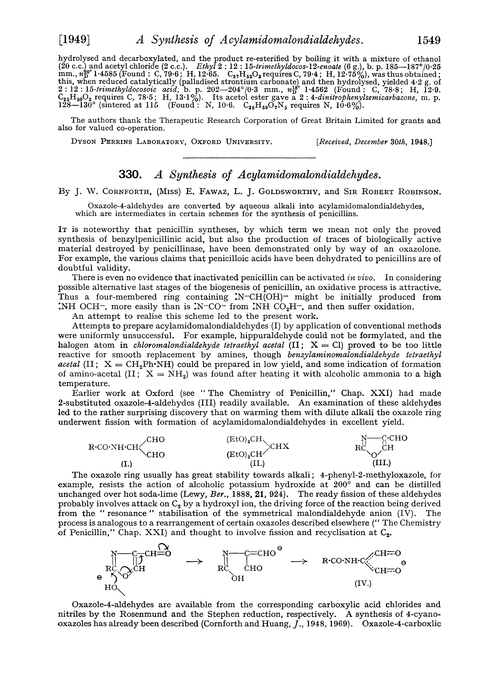 330. A synthesis of acylamidomalondialdehydes