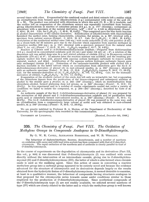 335. The chemistry of fungi. Part VIII. The oxidation of methylene groups in compounds analogous to O-dimethylcitromycin