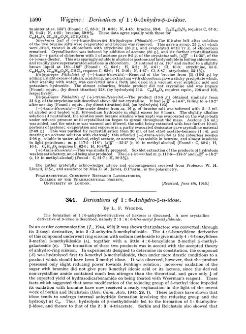 341. Derivatives of 1 : 6-anhydro-β-D-idose