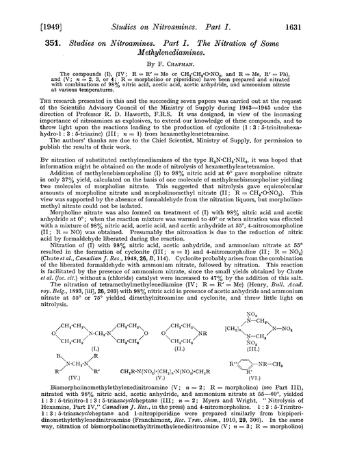 351. Studies on nitroamines. Part I. The nitration of some methylenediamines