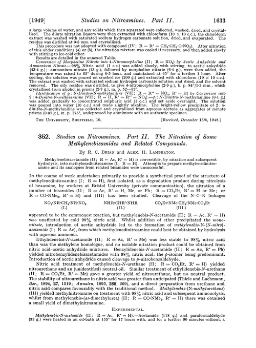 352. Studies on nitroamines. Part II. The nitration of some methylenebisamides and related compounds