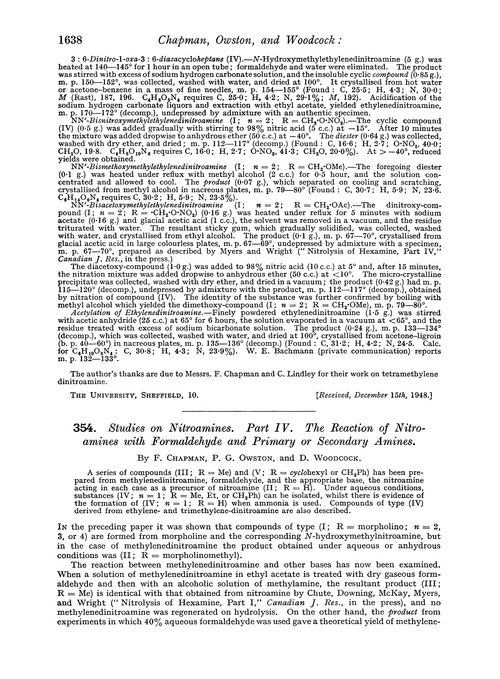 354. Studies on nitroamines. Part IV. The reaction of nitroamines with formaldehyde and primary or secondary amines