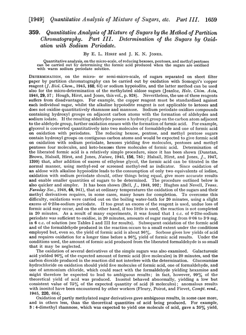 359. Quantitative analysis of mixture of sugars by the method of partition chromatography. Part III. Determination of the sugars by oxidation with sodium periodate