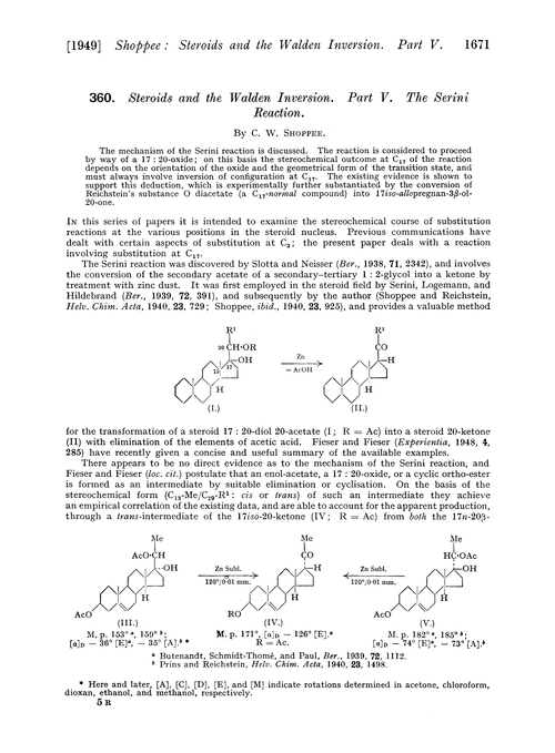 360. Steroids and the Walden inversion. Part V. The Serini reaction