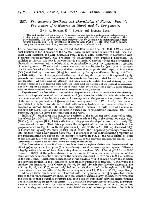 367. The enzymic synthesis and degradation of starch. Part V. The action of Q-enzyme on starch and its components