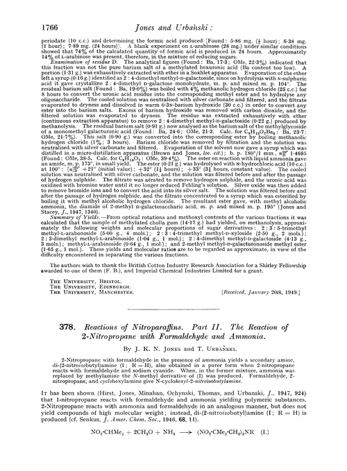 378. Reactions of nitroparaffins. Part II. The reaction of 2-nitropropane with formaldehyde and ammonia
