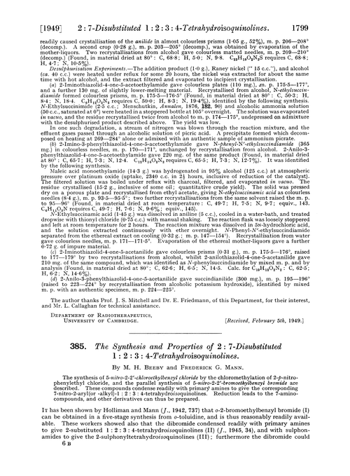 385. The synthesis and properties of 2 : 7-disubstituted 1 : 2 : 3 : 4-tetrahydroisoquinolines