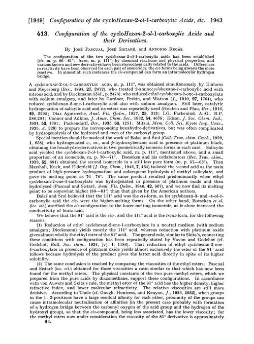 413. Configuration of the cyclohexan-2-ol-1-carboxylic acids and their derivatives