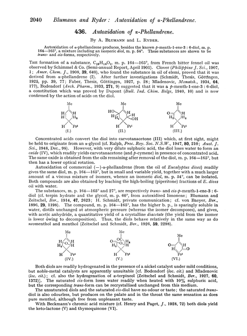 436. Autoxidation of α-phellandrene