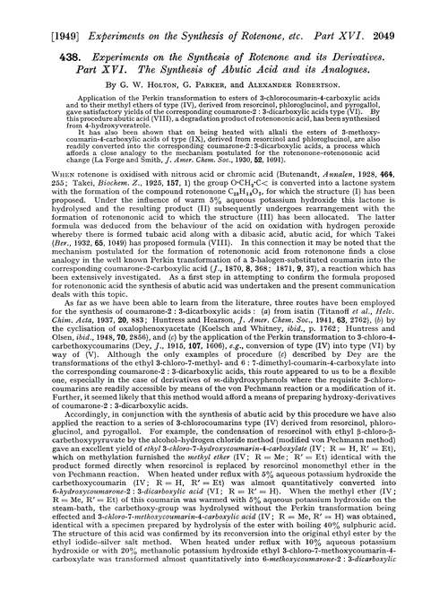 438. Experiments on the synthesis of rotenone and its derivatives. Part XVI. The synthesis of abutic acid and its analogues