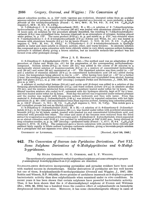 442. The conversion of sucrose into pyridazine derivatives. Part VII. Some sulphone derivatives of 6-methylpyridazine and 6-methyl-3-pyridazone