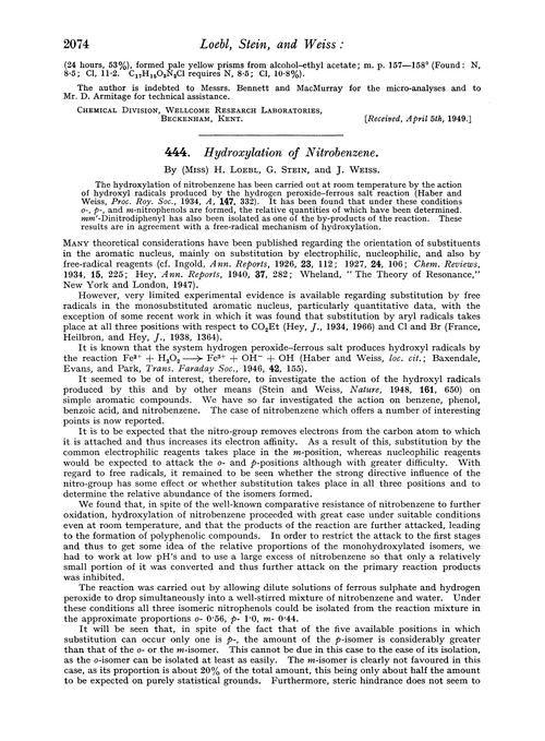 444. Hydroxylation of nitrobenzene