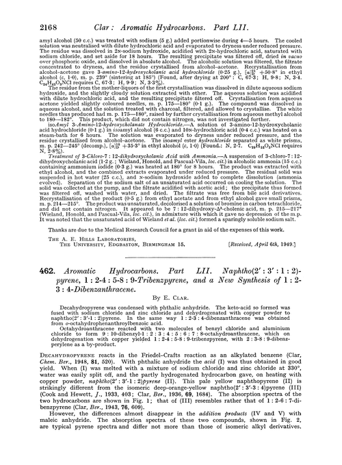 462. Aromatic hydrocarbons. Part LII. Naphtho(2′ : 3′ : 1 : 2)-pyrene, 1 : 2-4 : 5-8 : 9-tribenzpyrene, and a new synthesis of 1 : 2-3 : 4-dibenzanthrace