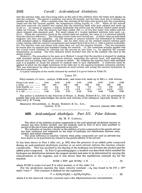 469. Acid-catalysed alcoholysis. Part III. Polar solvents