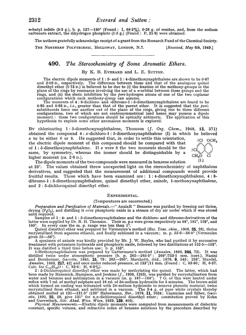 490. The stereochemistry of some aromatic ethers