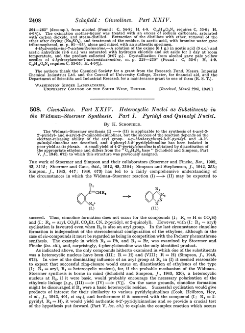 508. Cinnolines. Part XXIV. Heterocyclic nuclei as substituents in the Widman–Stoermer synthesis. Part I. Pyridyl and quinolyl nuclei