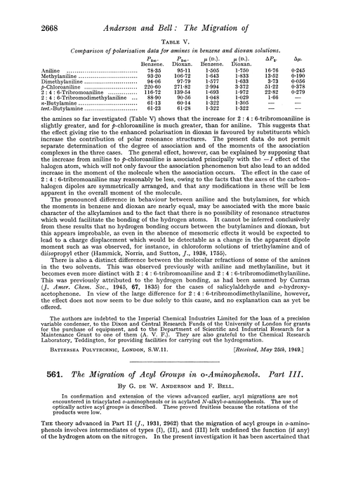 561. The migration of acyl groups in o-aminophenols. Part III