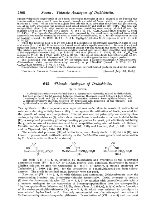 612. Thiazole analogues of dethiobiotin