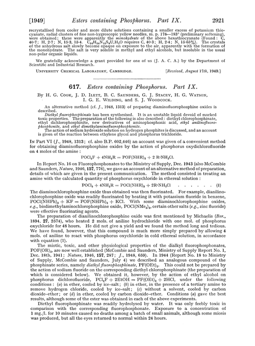 617. Esters containing phosphorus. Part IX