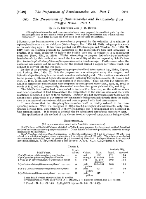 626. The preparation of benziminazoles and benzoxazoles from Schiff's bases. Part I