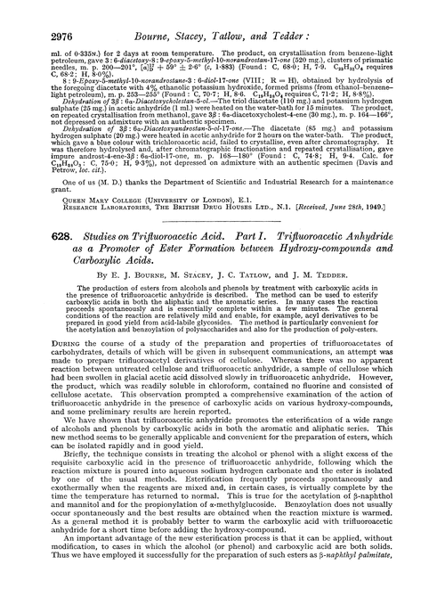 628. Studies on trifluoroacetic acid. Part I. Trifluoroacetic anhydride as a promoter of ester formation between hydroxy-compounds and carboxylic acids