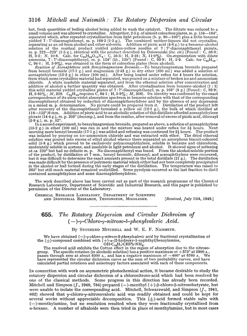 655. The rotatory dispersion and circular dichroism of (–)-γ-chloro-γ-nitroso-δ-phenylvaleric acid