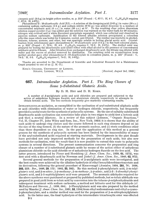 667. Intramolecular acylation. Part I. The ring closure of some β-substituted glutaric acids