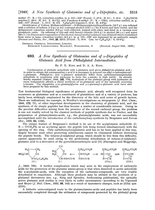 693. A new synthesis of glutamine and of γ-dipeptides of glutamic acid from phthalylated intermediates