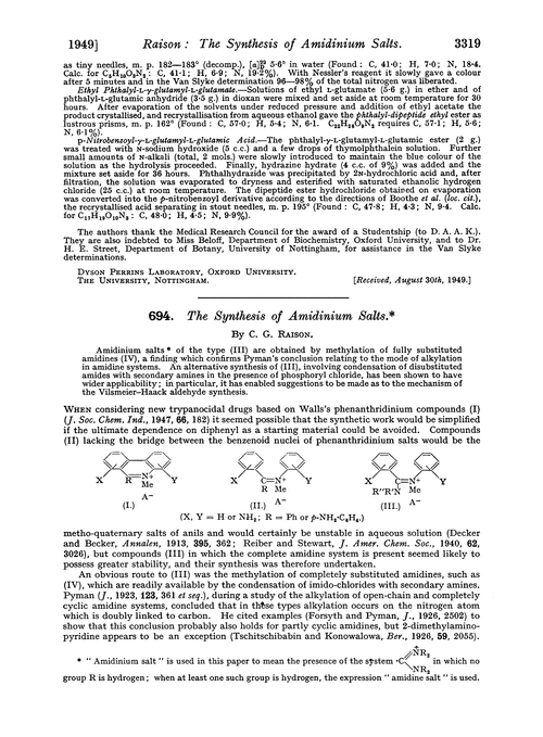 694. The synthesis of amidinium salts