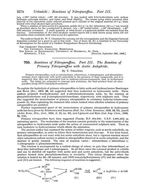 705. Reactions of Nitroparaffins. Part III. The reaction of primary Nitroparaffins with acetic anhydride