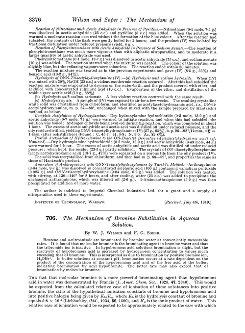 706. The mechanism of bromine substitution in aqueous solution