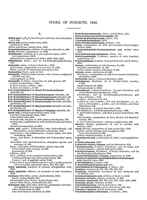 Index of subjects, 1949
